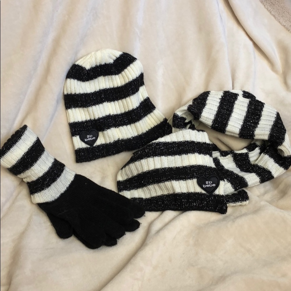 Bebe beanie, gloves, & scarf